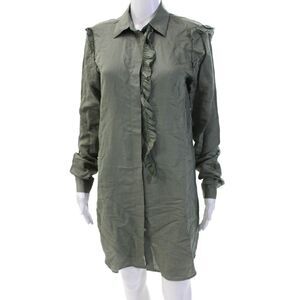 Maison Margiela Womens Long Sleeve V-neck Button Dress Green Size EUR 40